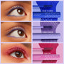 ColourPop Mascara Set Slays of the Week features three volumizing mascara looks - electric blue (Blue Ya Mind), lilac purple (Purple Prose), and hot pink (Pink Inc.) - applied on lashes, with matching star-and-heart printed tubes and bold swatch strokes in a studio collage.