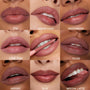 ColourPop So Juicy Plumping Lip Liner Set Juiciest Pout swatched on lips - nine close-up panels show shades ETA, Group Chat, Westwood, Love That, Tease, Jaguar, Slay, Mocha Latte, with one pencil applying color - nude to berry tones on diverse skin.