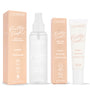 ColourPop Face Set Hydrating Prime + Set features Pretty Fresh set it up primer (peptides, niacinamide, hyaluronic acid) and lock it in setting spray (peptides, niacinamide), standing with peach boxes on a white background, promoting 16-hour, transfer-proof wear.