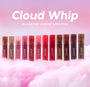 Cloud Crushin lip trio value set featuring three ColourPop Cloud Whip blurring liquid lipsticks in nude and rosy tones, standing in a row on fluffy pink clouds against a pastel sky background, highlighting dreamy everyday lip colors for US shoppers.