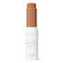 ColourPop Pretty Fresh Tinted Foundation Balm in Dark 18 - twist-up stick stands open with the warm deep shade bullet extended, housed in a white tube with peach lettering against a clean white background.