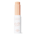 ColourPop Pretty Fresh Tinted Foundation Balm in shade Fair 1 stands upright with cap removed, twist-up stick raised to show a light fair-beige balm bullet in a white tube with peach lettering, centered on a plain white background.