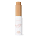 ColourPop Pretty Fresh Tinted Foundation Balm in Medium Dark 13 twists up from a white tube with blush pink “Pretty Fresh” script, cap removed, revealing a medium-dark tan balm stick against a plain white background.