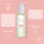 BFD Oil Cleanser by Fourth Ray Beauty pump-top bottle stands centered, formulated to lift makeup, dirt, and pollution as the first step in a double cleanse; camellia, meadowfoam seed oil, and juniper berry; ColourPop face cleanser, 4.15 fl oz.