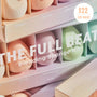 The Full Beat blending sponge kit stacks pastel makeup sponges - Velvet, Detail, Hourglass, Complexion - in boxed compartments with a $22 price badge, a ColourPop Makeup Tools & Accessories set for smooth, flawless foundation and concealer.