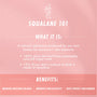 Squalane 101 graphic explains The Daily Face Cream face moisturizer by ColourPop, highlighting plant-derived squalane from sugarcane that boosts moisture balance, improves skin elasticity, and helps protect the skin barrier on a soft pink backdrop.