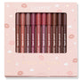 ColourPop Truth or Bare Lippie Pencil kit showcases 10 creamy lip liners in nude, pink, mauve, and brown shades, lined upright behind a clear window in a blush-pink box with hearts, clouds, and lip prints - an everyday neutral gift set.