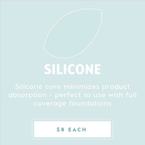 Silicone Blending Sponge - clear, leaf-shaped makeup sponge with a silicone core that minimizes product absorption, ideal for full-coverage foundation; promo graphic lists $8 each, featured in ColourPop Makeup Tools & Accessories.