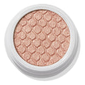 ColourPop Amaze Super Shock Shadow showing a metallic champagne‑rose gold shade with fine sparkle and honeycomb emboss, filling a round pan set in a white pot on a white background.