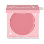 ColourPop Angel Energy cream blush compact opens to reveal a rosy pink pan, shown half-open in a square pastel-pink case with white star details and COLOURPOP logo on the lid, a ColourPop Cream Blush product on a clean white background.
