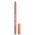 ColourPop Lippie Pencil in BFF stands uncapped, revealing a warm nude-brown tip, with the matching cap beside it on a white background; sleek rose-beige barrel with white logo, precision lip liner for defining and shaping lips.