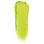 Billionaire ColourPop Jelly Much Shadow swatch, a vivid chartreuse lime eyeshadow with metallic shimmer, swept in a single thick vertical swipe with soft edges on a clean white background to show the jelly formula’s opaque payoff.