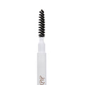 Spoolie-tipped ColourPop Dope Taupe Brow Pencil standing upright, showcasing a white tube and dense black spiral bristles against a plain white background.