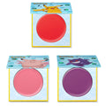 Electrifying Dreams ColourPop Cream Blush bundle displays three open compacts with bold red, soft pink, and deep purple pans beneath blue Pokémon lids featuring Pikachu, Clefable, and Gengar on a white background.