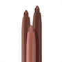 Three chubby twist-up lip liners stand upright with tips exposed, showing nude pink, warm brown, and deep chocolate shades; ColourPop So Juicy Plumping Lip Liner Set, Total Slay, close-up on white background.