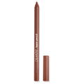 ColourPop Lippie Pencil in Chain Reaction stands uncapped to show its warm brown tip, the matte brown barrel with white logo and matching cap on a clean white studio background, showcasing a precise, long-wearing lip liner.