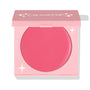 Cherry Blossom ColourPop Cream Blush compact, shown half-closed, reveals a round pan of vibrant cherry pink cream set in a pink square case with star accents and ColourPop logo on a clean white background.