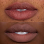 Close-up of two models’ lips wearing Cloudy Hour Cloud Whip Blurring Liquid Lipstick, showing a smooth, soft-matte nude finish with blurred edges and full coverage on different skin tones.