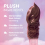 Cloud Crushin lip trio doe-foot applicator swirled with whipped mauve liquid lipstick against a pink and purple cloud background, highlighting plush ingredients—marshmallow root extract, cloudberry oil, and hyaluronic acid—promoted as nourishing Value Sets.