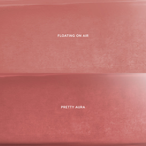 Petal Cloud Lip Ombre Duo swatches showing two rosy nude liquid lipstick shades labeled “Floating on Air” and “Pretty Aura” in a side‑by‑side grid, highlighting soft matte texture for beauty Value Sets shoppers in the US.