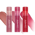 ColourPop Petal Plush Lip Trio value set with three frosted tubes of Cloud Whip Blurring Liquid Lipstick in nude, rose, and bright red shades, shown upright against matching lip color swatches on a white background.