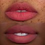 Two close-up lip shots wearing Sunset Smooch Lip Ombre Duo, showing a soft pink-to-rose ombre effect with a blurred matte finish on different skin tones, highlighting the lip kit’s flattering shades for beauty Value Sets shoppers.