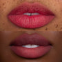 Two close-up lip swatches showcase Mile High Cloud Whip Blurring Liquid Lipstick, with a soft matte, airbrushed finish and rich mauve-rose color on different skin tones, highlighting the Cloud Whip formula’s smooth, blurred effect for US makeup lovers.