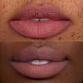 Two close-up lip shots wear So Dreamy Cloud Whip Blurring Liquid Lipstick, showing a soft matte mauve-pink color with a smooth blurred finish on different skin tones, highlighting Cloud Whip’s lightweight, whipped texture and even coverage.