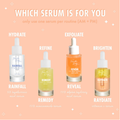 So Refined face set by Colourpop displayed as four Fourth Ray Beauty serums on a peach background, highlighting hydrate, refine, exfoliate, and brighten benefits, promoted as skincare Value Sets for a complete routine.