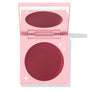 Coyote ColourPop Cream Blush compact sits open, revealing a large pan of deep berry-rose cream in a pink mirrored case with white star accents, photographed on a white background.
