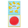 ColourPop ElectroBall cream blush rests in an open light-blue compact decorated with Pikachu and Poké Ball motifs, revealing a bold red pan in a square palette from the Pokémon x ColourPop collaboration.