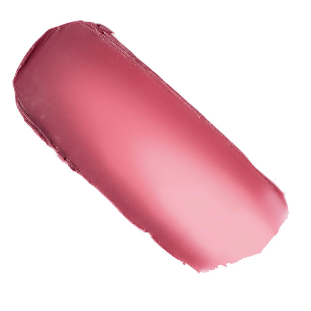 Rosy mauve Obviously ColourPop Cream Blush swatch sweeps diagonally, showing a smooth, dewy cream texture that fades from rich rose to soft pink, isolated on a clean white background.