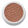 ColourPop DGAF Super Shock Shadow catching light, a warm copper-bronze shimmer with fine gold glitter and a dimpled, bouncy texture, shown close-up in a white round pot on a clean studio background.