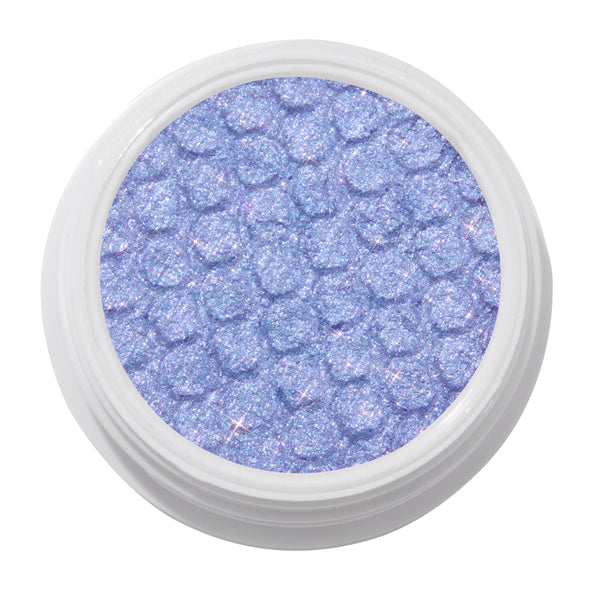 Dream Much shimmering lavender ColourPop Super Shock Shadow, a glittery lilac eyeshadow with bouncy dimpled texture, shown in a white round pot on a clean white background.