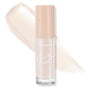 ColourPop Pretty Fresh Creamy Concealer in Fair 05 W stands upright, closed, with a nude-peach cap and clear tube; a warm fair beige swatch arcs behind on a white background, showcasing the hyaluronic creamy formula and shade.