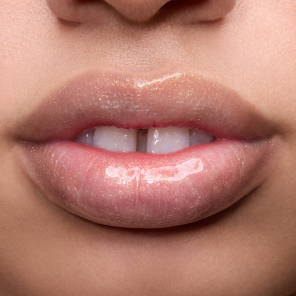 Close-up of models’ lips wearing Colourpop Shine. Shimmer. Repeat. Vanilla Matcha Fresh Kiss Glossy Balm, showing high-shine shimmer finish from the full collection value sets on different skin tones.