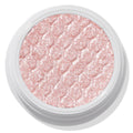 ColourPop Frog Super Shock Shadow shimmering in a white round pot, a pale pink‑champagne cream‑to‑powder eyeshadow with silver sparkle and a bouncy, textured finish, shown close up on a clean studio background.