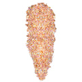 Avenue of the Stars Glitter Gel swatch sparkles in an elongated teardrop swipe of chunky holographic hex glitter - gold, peach, and iridescent rainbow - on a white background, highlighting ColourPop glitter gel’s reflective finish.