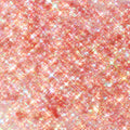 Floating Lights glitter gel swatch sparkles in a peach-pink base with dense iridescent rainbow flecks and starry reflections, shown in a macro flat-lay texture; ColourPop Glitter Gel delivers high-shine, multidimensional shimmer.