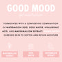 Good Mood Gel Moisturizer showcases a lightweight ColourPop Face Moisturizer formulated with watermelon seed, rose water, hyaluronic acid, and marshmallow extract to soften and retain moisture, shown on a pink infographic with ingredient icons.