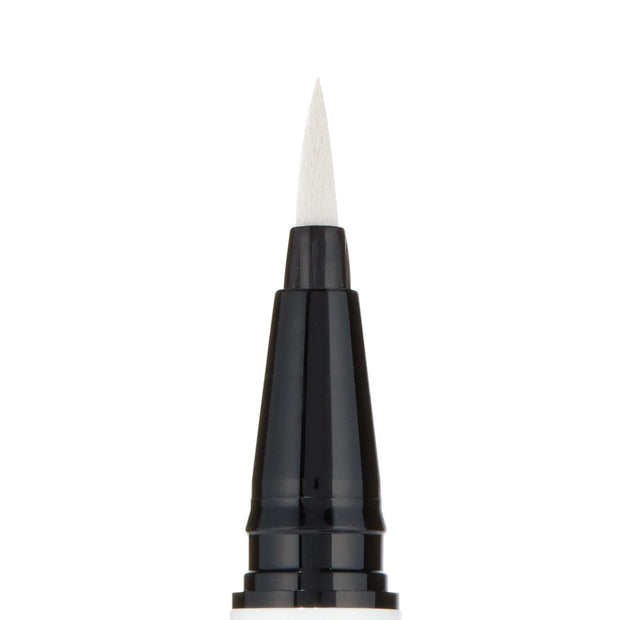 White felt-tip applicator of the Graceland BFF Liquid Liner by ColourPop, shown upright to highlight its ultra-precise point on a glossy black pen barrel against a clean white background; ColourPop BFF Liquid Liner.