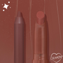 Grunge ColourPop Lippie Pencil standing beside a matching Lippie Stix, both in a creamy matte mauve-brown shade, set against a swatched brown backdrop with a small ColourPop heart logo.