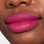 Lips wearing Heart On, a vibrant fuchsia pink, precisely lined and filled with ColourPop Lippie Pencil, shown in a tight close-up with smooth full coverage and crisp edges.