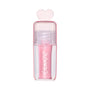 ColourPop 2 Die 4 Ultra Glossy Lip standing upright against a white background, showing its shimmery light pink Heart to Get shade in a clear pink tube topped with a translucent heart-shaped cap for cute, high-shine lip gloss looks.
