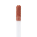 Doe-foot applicator coated in Hit Snooze, a warm nude ColourPop Ultra Glossy Lip, glistening with high-shine pigment and subtle shimmer, shown in a macro close-up against a clean white background.