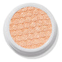 La Mesa ColourPop Super Shock Shadow sits in an open white pot, its warm peachy-champagne shimmer and quilted honeycomb texture catching the light in a close-up top view on a white background.