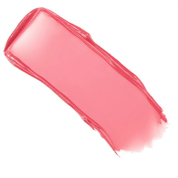 Rosy pink swatch of True Love’s Form Lip and Cheek Balm sweeps in a wide, glossy stripe with softly feathered edges on white, showing creamy, buildable, semi-sheer coverage - ColourPop Lip and Cheek Balm for lips and cheeks.