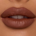 Lips wearing ColourPop Ultra Blotted Lip in Espresso Martini, a warm espresso-brown shade, shown close-up to showcase its soft-matte blotted finish and smooth, even coverage under studio lighting.