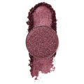 Miss U ColourPop Pressed Powder Shadow, a shimmery mauve‑plum single, shown in a round pan with crushed pigment and a bold swipe swatch, highlighting metallic sparkle and rich payoff on a white background.