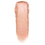 Shimmering rose‑gold peach swipe with fine pink sparkle shows Mystical Jelly Much Shadow texture on a white background, highlighting its glossy-to-metallic payoff; ColourPop Jelly Much Shadow single eyeshadow swatch.